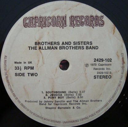 The Allman Brothers Band. Brothers And Sisters ( Gatefold ) VG+VG