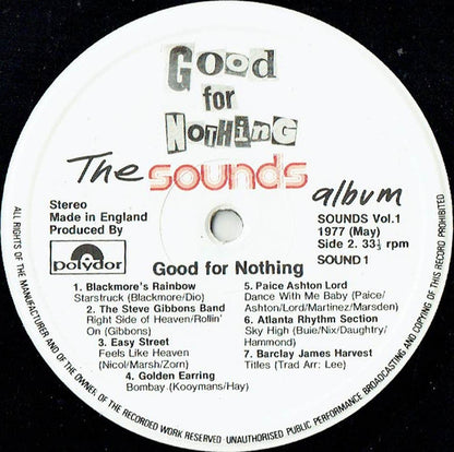 Various Good For Nothing. The Sounds Album, Vol 1 VG+VG - Ad-Astra Records