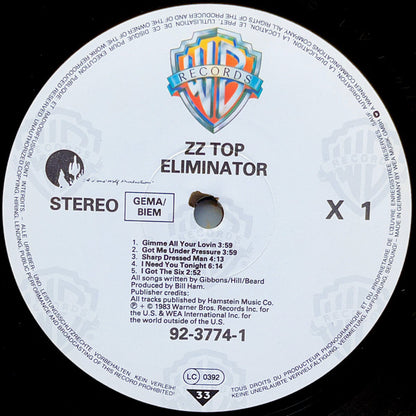 ZZ Top. Eliminator VG+VG