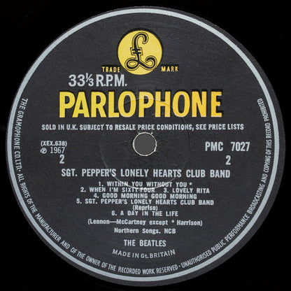The Beatles. Sgt. Pepper's Lonely Hearts Club Band ( Mono 1st UK pressing with: • A Garrod & Lofthouse fully laminated one piece gatefold cover ) VG VG - Ad-Astra Records