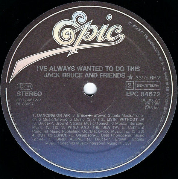 Jack Bruce And Friends. I've Always Wanted To Do This VG+VG