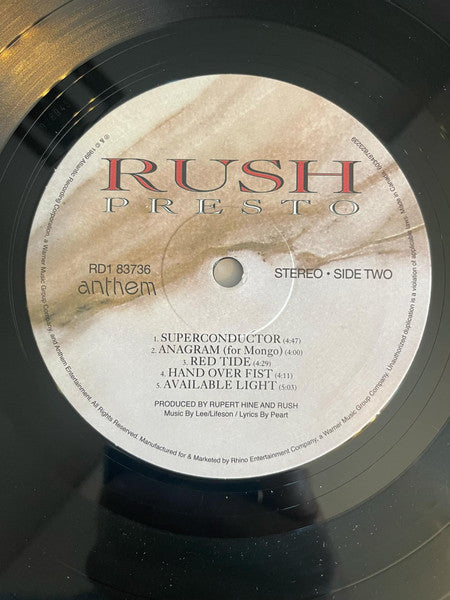 Rush. Presto ( Syeor Reissue, Remastered, Stereo, 180g )