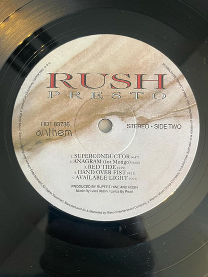 Rush. Presto ( Syeor Reissue, Remastered, Stereo, 180g )
