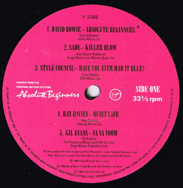 Various. Absolute Beginners - The Musical (Songs From The Original Motion Picture) VG VG
