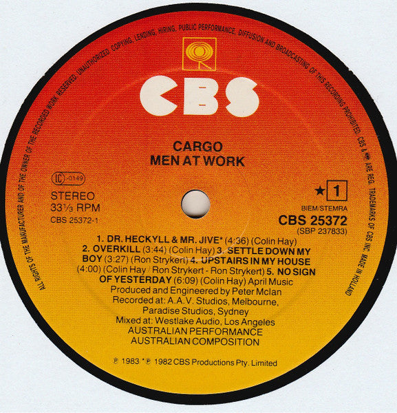 Men At Work. Cargo VG+VG