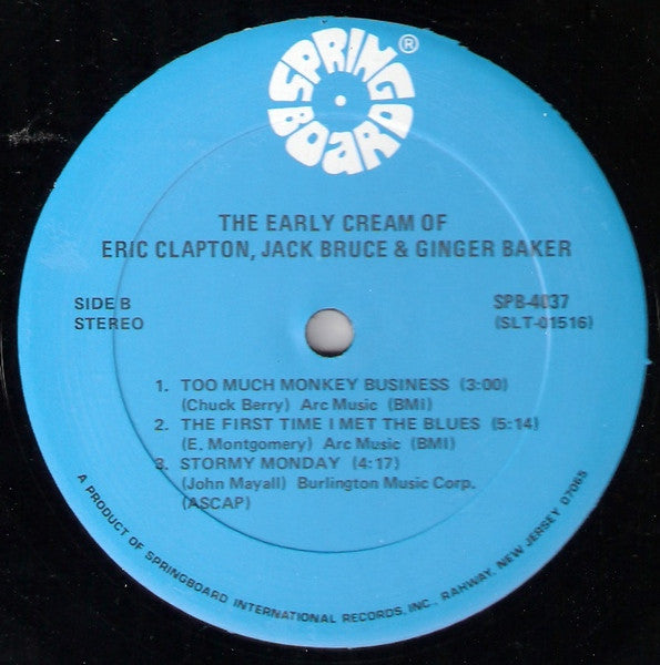 The Early Cream Of Eric Clapton, Jack Bruce & Ginger Baker VG+VG - Ad-Astra Records