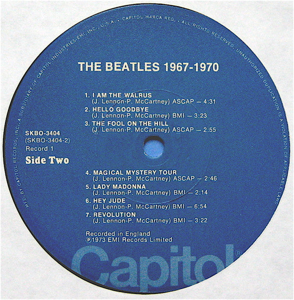 The Beatles. 1967 - 1970 (  Reissue, Los Angeles Capitol Labels ) VG+VG