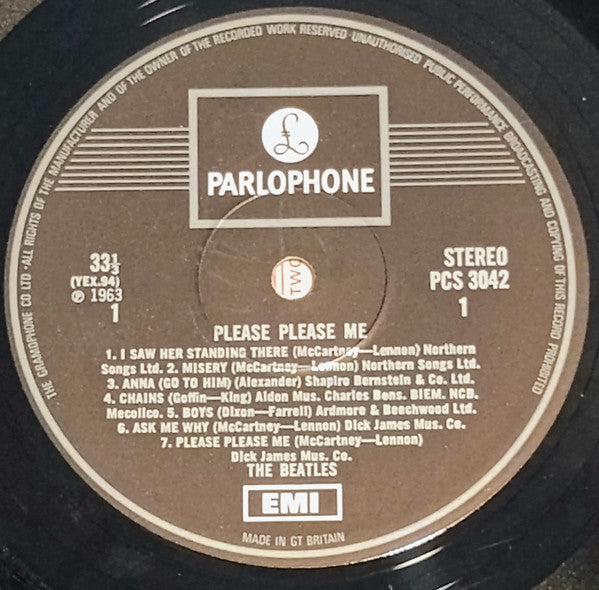 The Beatles. Please Please Me ( Eighth pressing, November 1969 until 1970. ) VG+VG