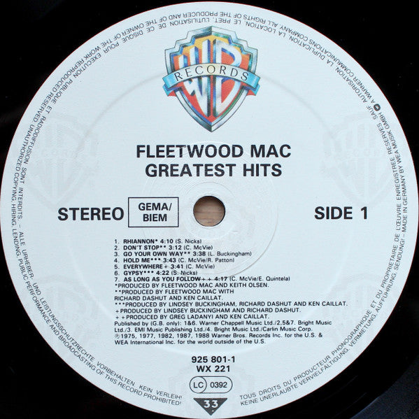 Fleetwood Mac. Greatest Hits ( Embossed ) VG+VG