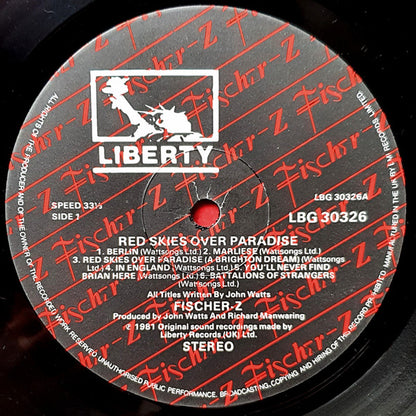 Fischer-Z . Red Skies Over Paradise VG+VG