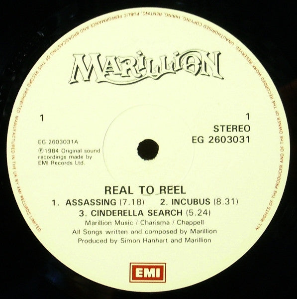 Marillion. Real To Reel ( Live ) VG+VG
