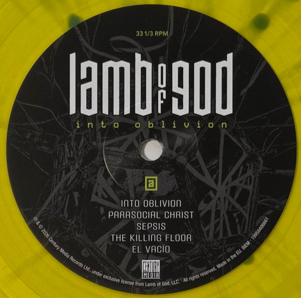 Lamb Of God. Into Oblivion (  Limited Edition, Yellow w/ Green Splatter [Transparent Light Yellow-Green Splatter ) - Ad-Astra Records