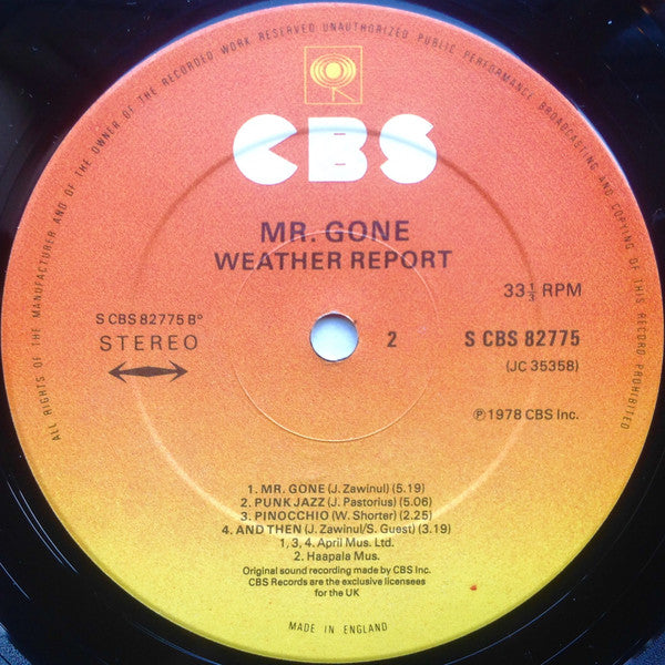 Weather Report. Mr. Gone VG+VG - Ad-Astra Records