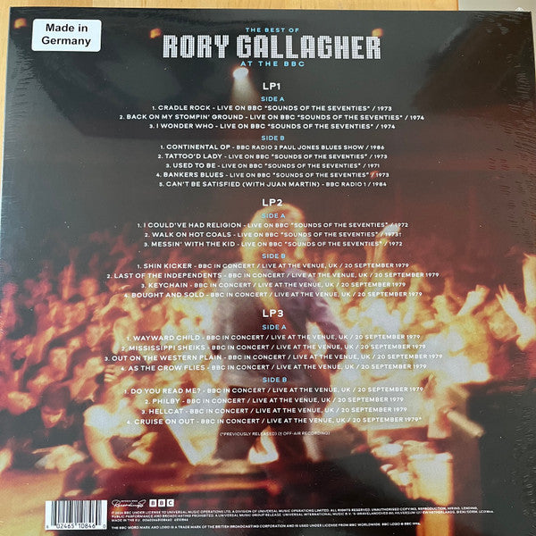 Rory Gallagher. The Best Of Rory Gallagher At The BBC (  3 × Vinyl, LP, Compilation ) VG+VG+
