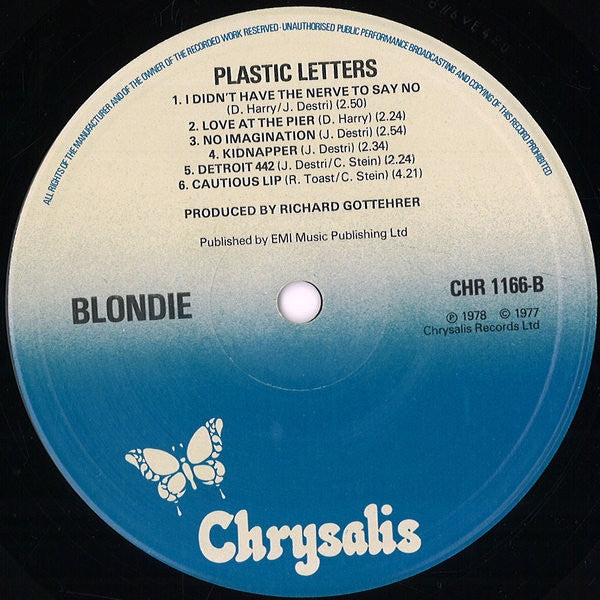 Blondie. Plastic Letters VG+VG
