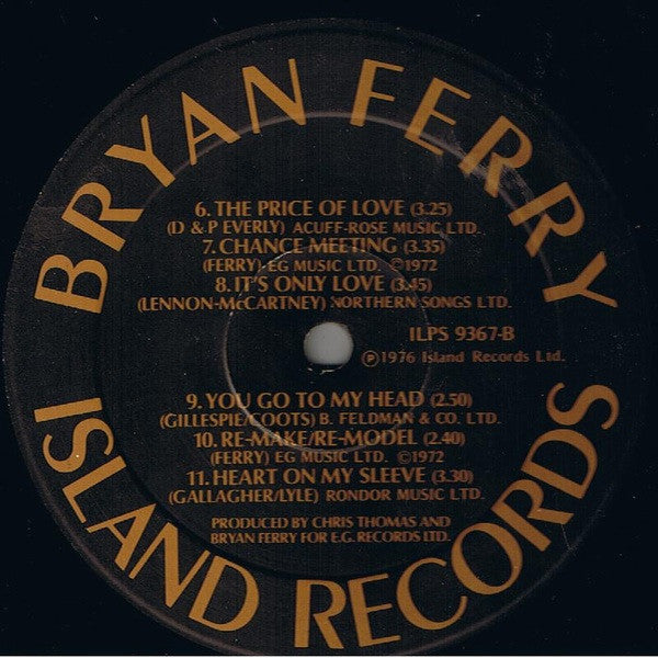 Bryan Ferry. " Let's Stick Together " VG+VG - Ad-Astra Records