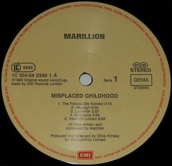 Marillion. Misplaced Childhood ( Gatefold ) VG+VG