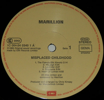 Marillion. Misplaced Childhood ( Gatefold ) VG+VG