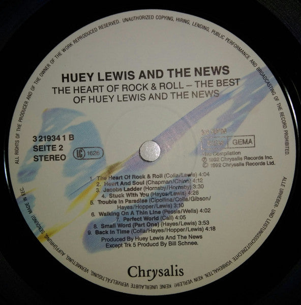 Huey Lewis And The News.  The Heart Of Rock & Roll (The Best Of Huey Lewis And The News) VG VG - Ad-Astra Records
