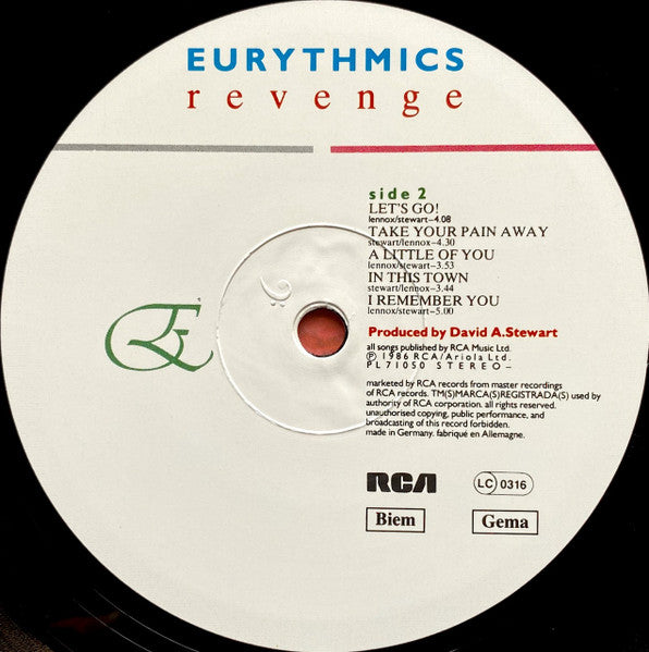 Eurythmics. Revenge VG+VG