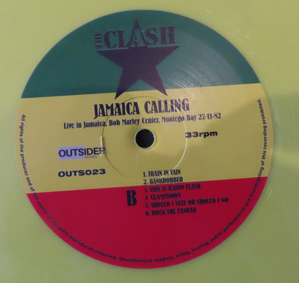 The Clash. Jamaica Calling ( Live Jamaica 27. 11. 82 - Bob Marley Centre , Montego Bay ) Yellow Vinyl