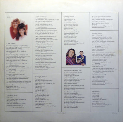 Carpenters. A Song For You ( Re Issue ) VG+G+