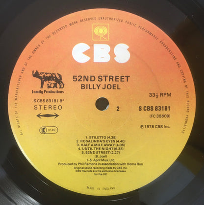 Billy Joel. 52nd Street VG+VG - Ad-Astra Records