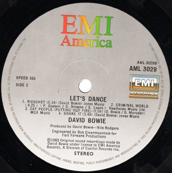 David Bowie. Let's Dance VG+VG - Ad-Astra Records
