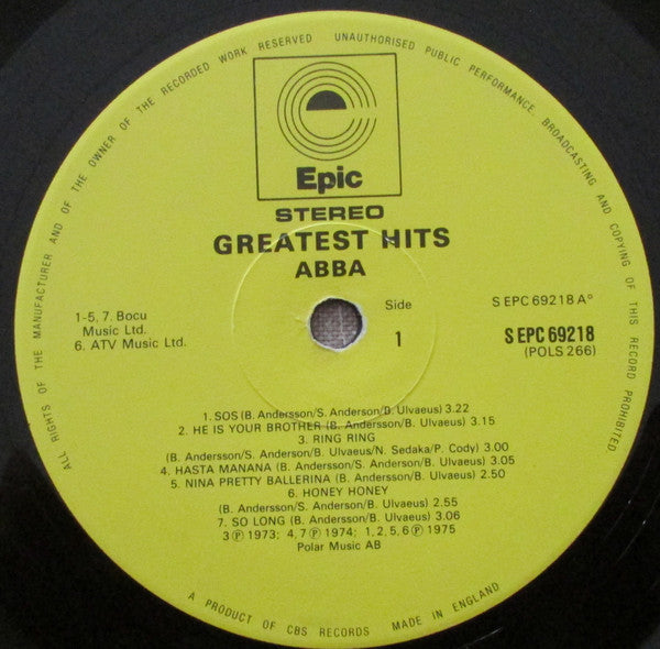 ABBA. Greatest Hits VG VG - Ad-Astra Records