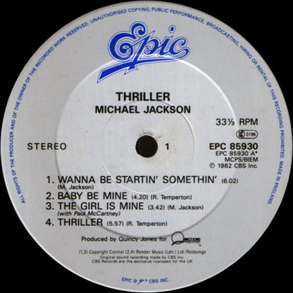 Michael Jackson. Thriller (Re Issue White Labels  Gatefold ) VG G+