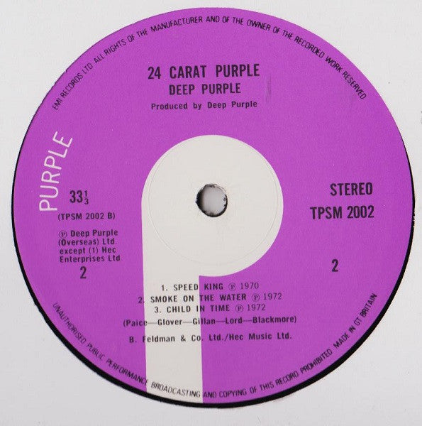 Deep Purple. 24 Carat Purple VG+VG | Ad-Astra Records Herefordshire