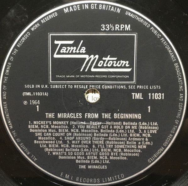 The Miracles. From The Beginning VG+G+