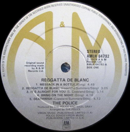 The Police. Reggatta De Blanc VG VG