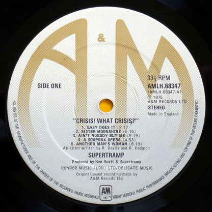 Supertramp.  Crisis? What Crisis? VG+VG
