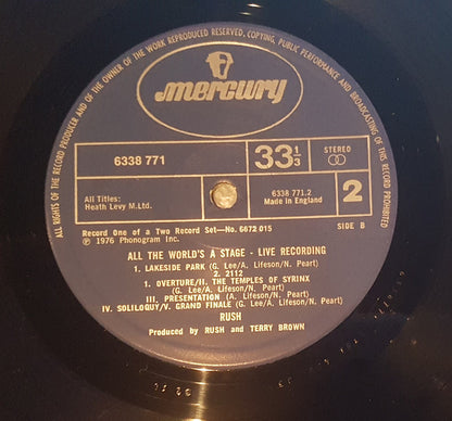 Rush. All The World's A Stage ( Gatefold Double ) VG+VG