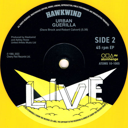 Hawkwind. Live - Shot Down In The Night ( 10", 45 RPM, EP, Reissue, Yellow Vinyl )