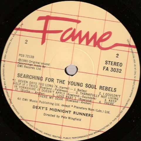 Dexys Midnight Runners. Searching For The Young Soul Rebels ( Re Issue ) VG+VG