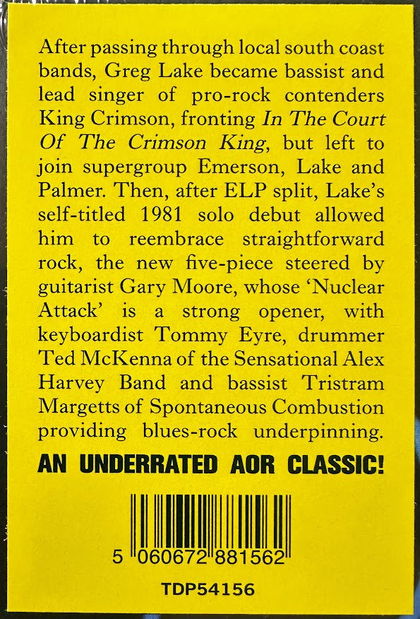 Greg Lake. Greg Lake (  Remastered, Stereo, 180 gram, Gatefold ) - Ad-Astra Records