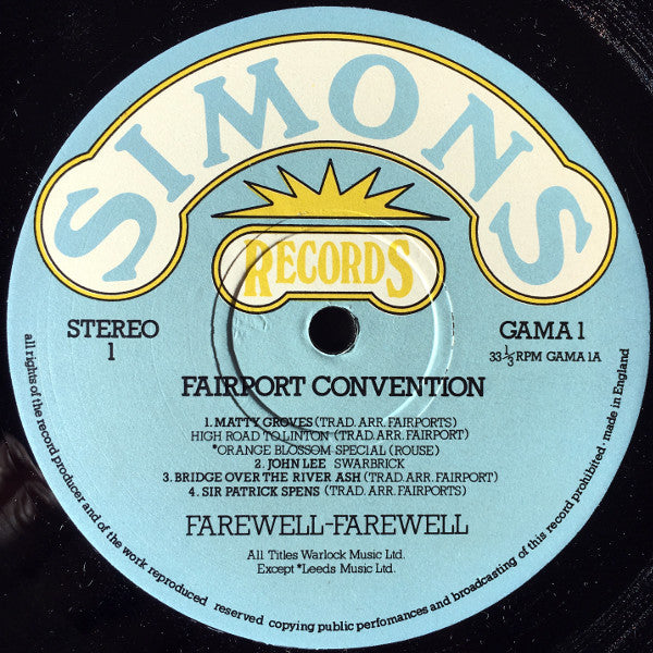 Fairport Convention. Farewell, Farewell ( Gatefold ) VG+VG - Ad-Astra Records