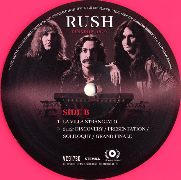 Rush.  Live at Pinkpop, Burgermeester Damen Sportpark, Geleen, Netherlands, June 4, 1979 Pink Vinyl