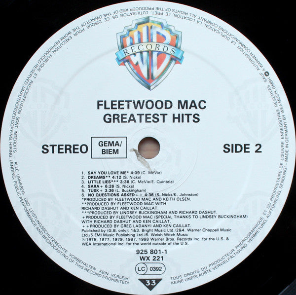 Fleetwood Mac. Greatest Hits ( Embossed ) VG+VG
