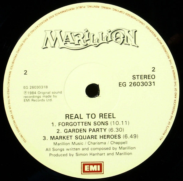 Marillion. Real To Reel ( Live ) VG+VG