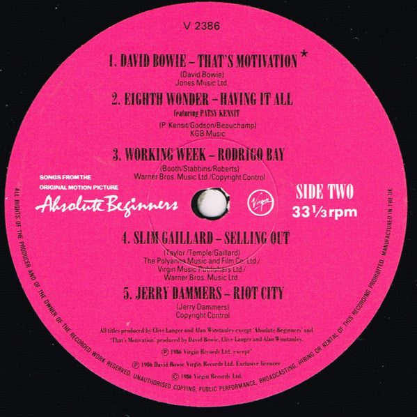Various. Absolute Beginners - The Musical (Songs From The Original Motion Picture) VG VG