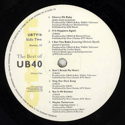 UB40. The Best Of ( Volume One ) ( Gatefold ) VG VG