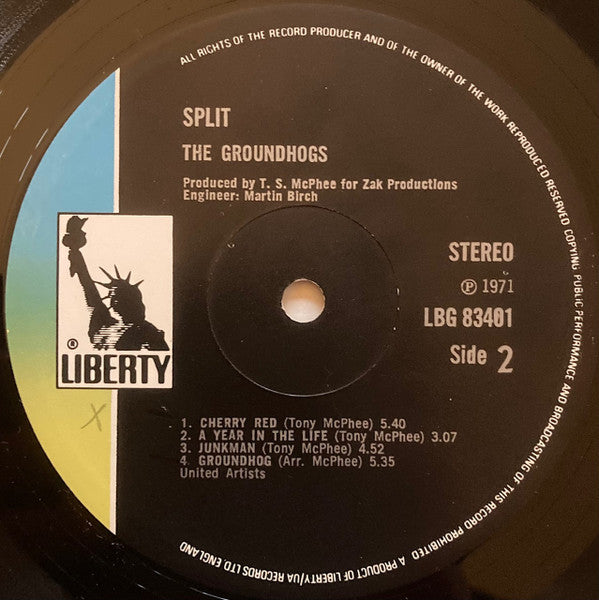 The Groundhogs. Split ( Laminated Gatefold ) VG+VG