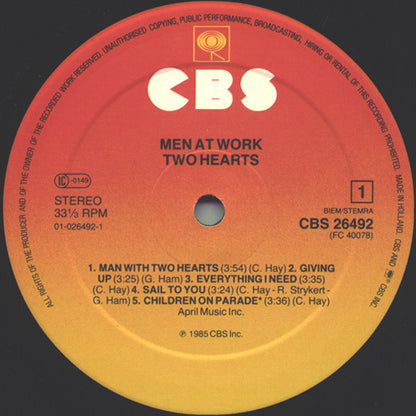 Men At Work. " Two Hearts " ( Gatefold ) VG+VG