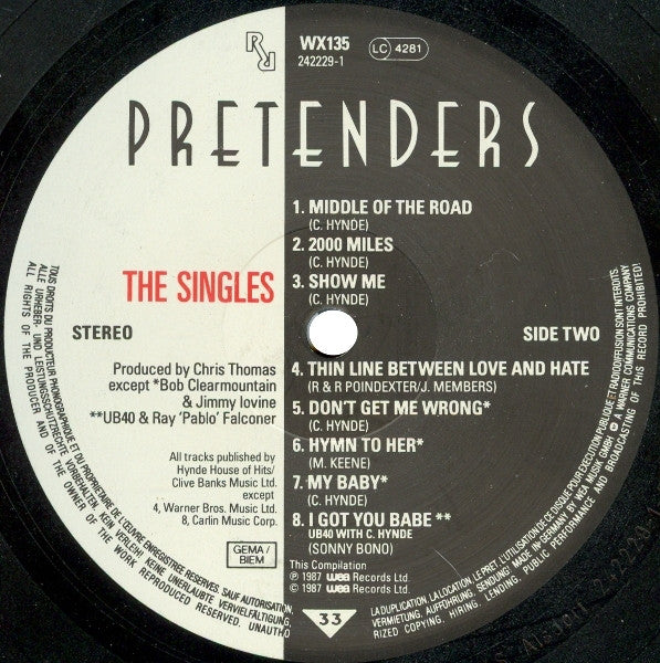 Pretenders. The Singles VG+VG