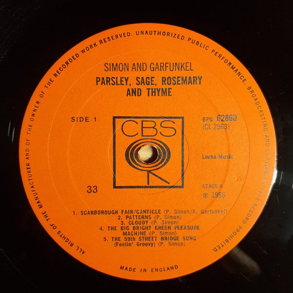 Simon & Garfunkel. Parsley, Sage, Rosemary And Thyme ( Mono ) VG+VG