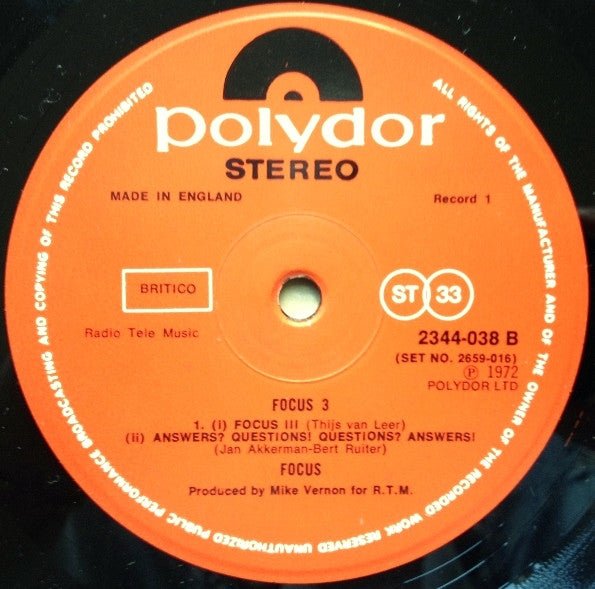 Focus. Focus 3 ( Double Album ) VG+G+