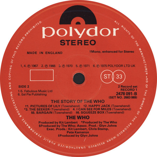 The Who. The Story Of The Who ( Booklet ,  Stereo, Mono, mixed lacquers Double Gatefold ) VG+VG